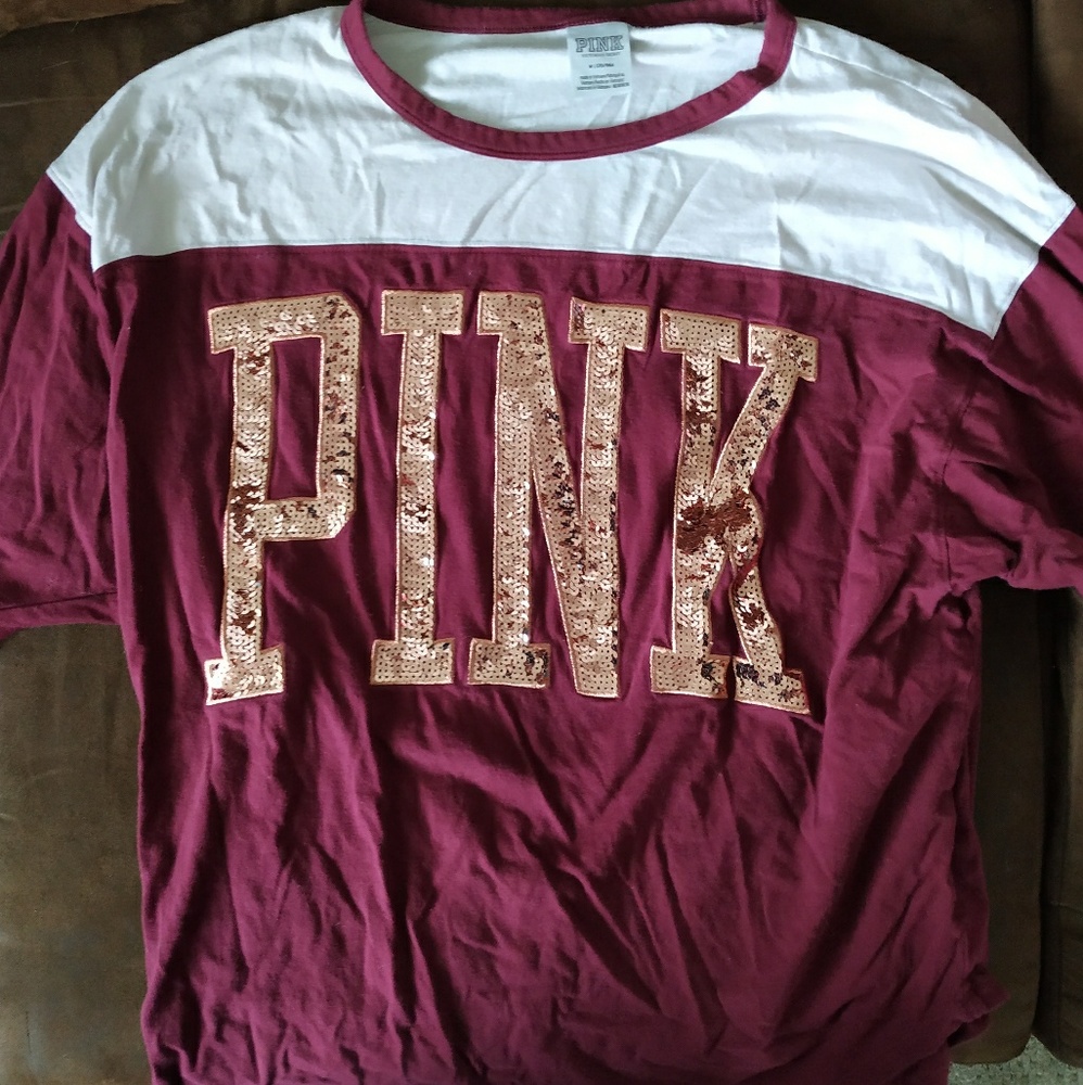 Pink 3/4 Top with Gold Logo